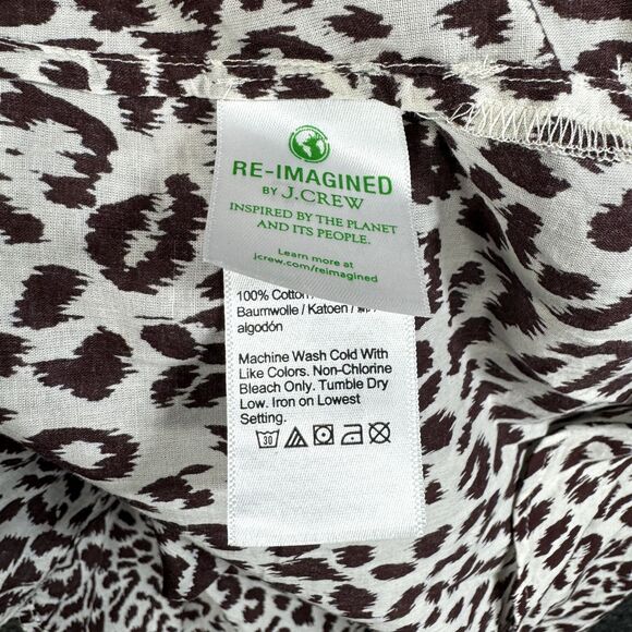 J.Crew Dress Voile Beach Shirt Women's Medium Biege Leopard Print - Picture 8 of 9